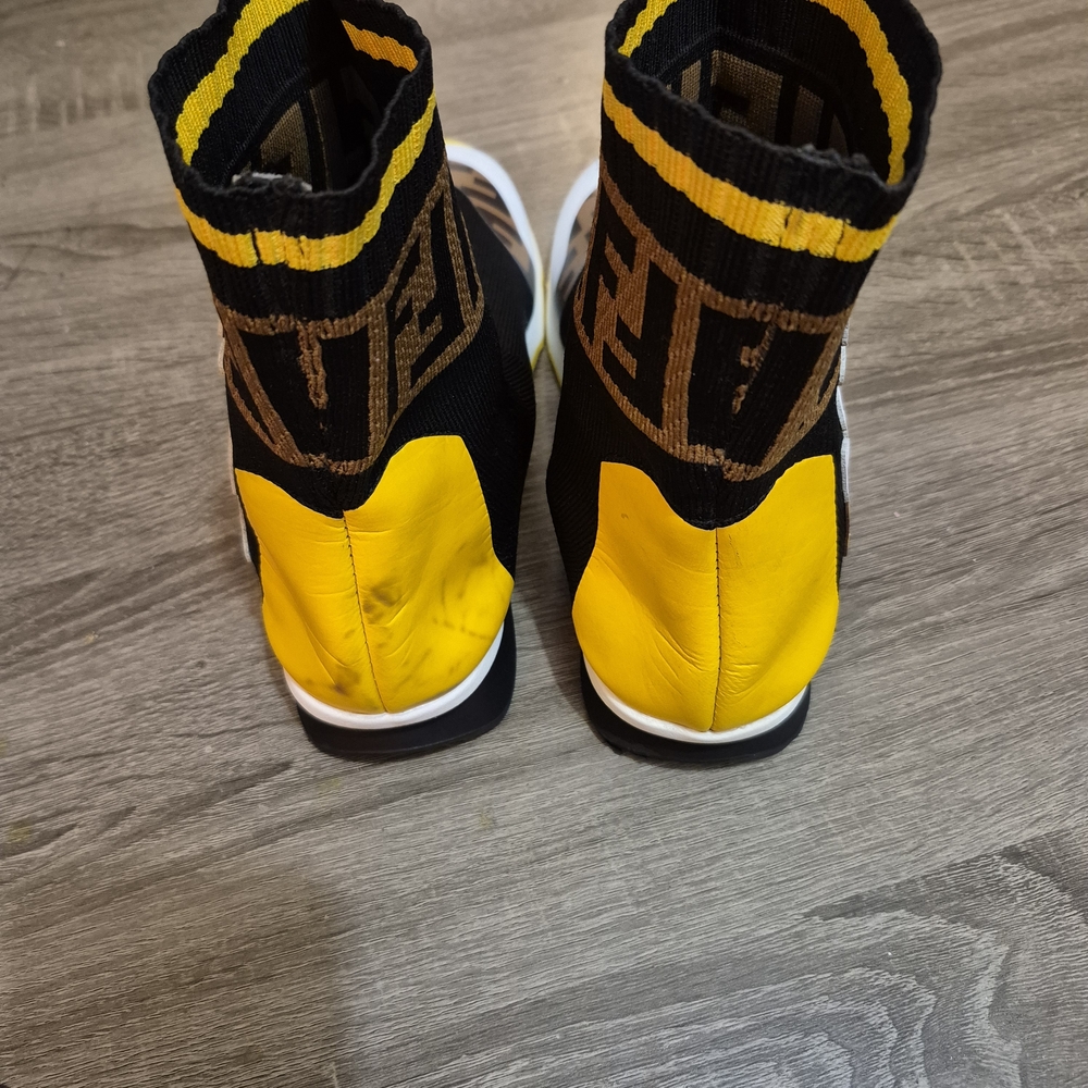 Fendi  Black, Yellow, and Brown Sock Boots - Picture 2 of 12
